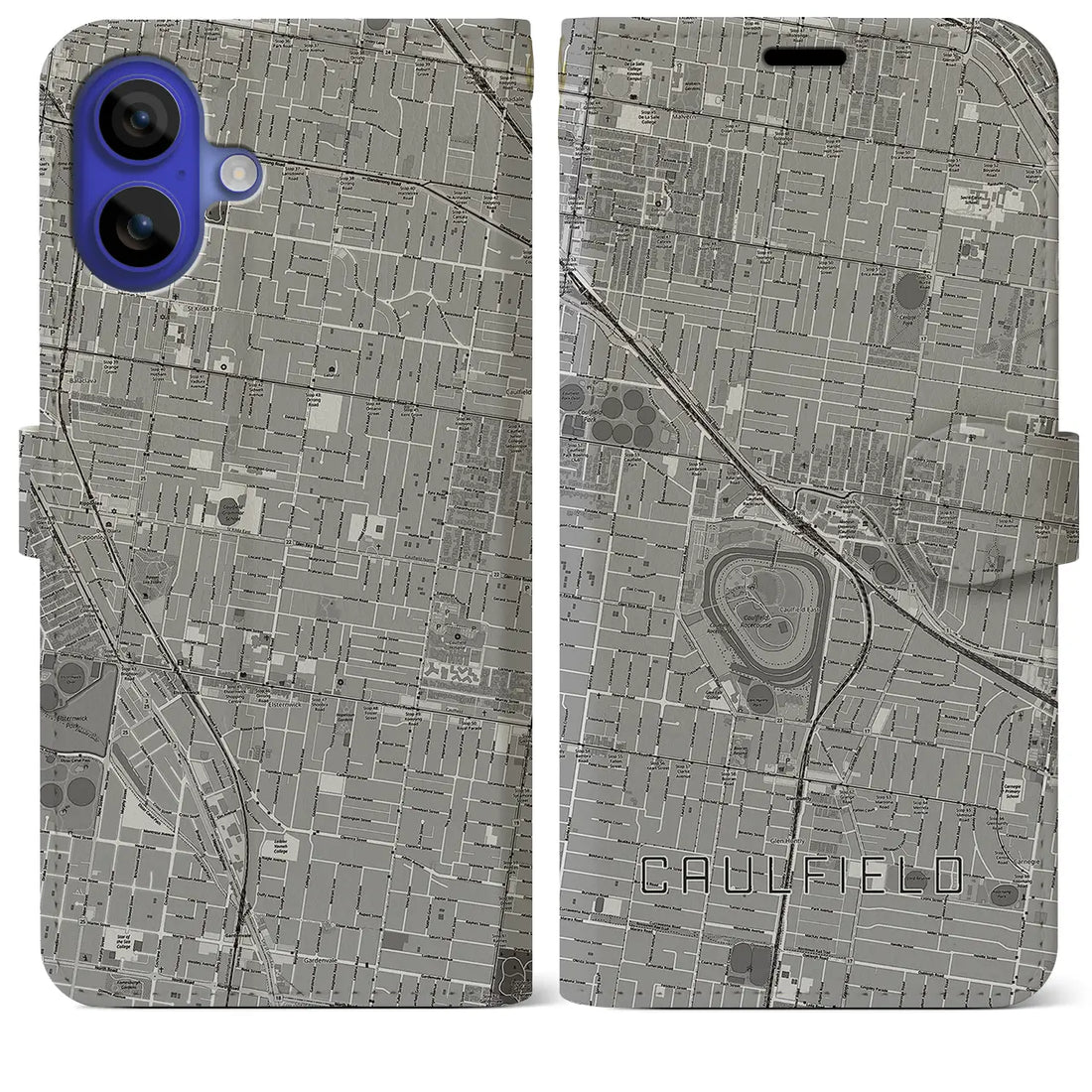 【コーフィールド(オーストラリア)】地図柄iPhoneケース(手帳タイプ)モノトーン・iPhone 16 Pro Max 用