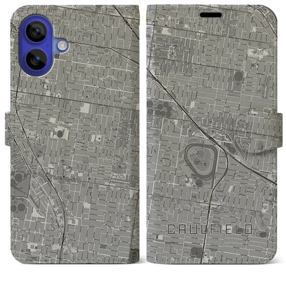 【コーフィールド（オーストラリア）】地図柄iPhoneケース（手帳タイプ）モノトーン・iPhone 16 Pro Max 用