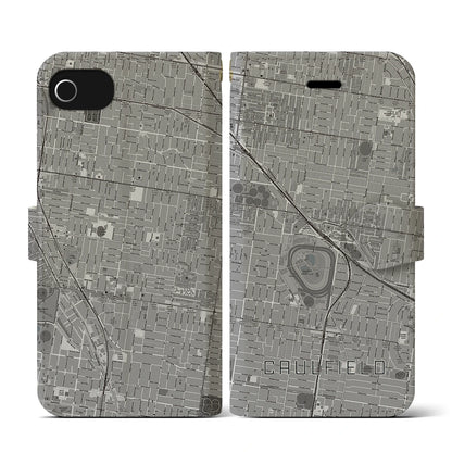 【コーフィールド（オーストラリア）】地図柄iPhoneケース（手帳タイプ）モノトーン・iPhone SE（第3 / 第2世代） / 8 / 7 / 6s / 6 用