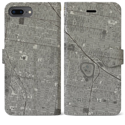 【コーフィールド（オーストラリア）】地図柄iPhoneケース（手帳タイプ）モノトーン・iPhone 8Plus /7Plus / 6sPlus / 6Plus 用