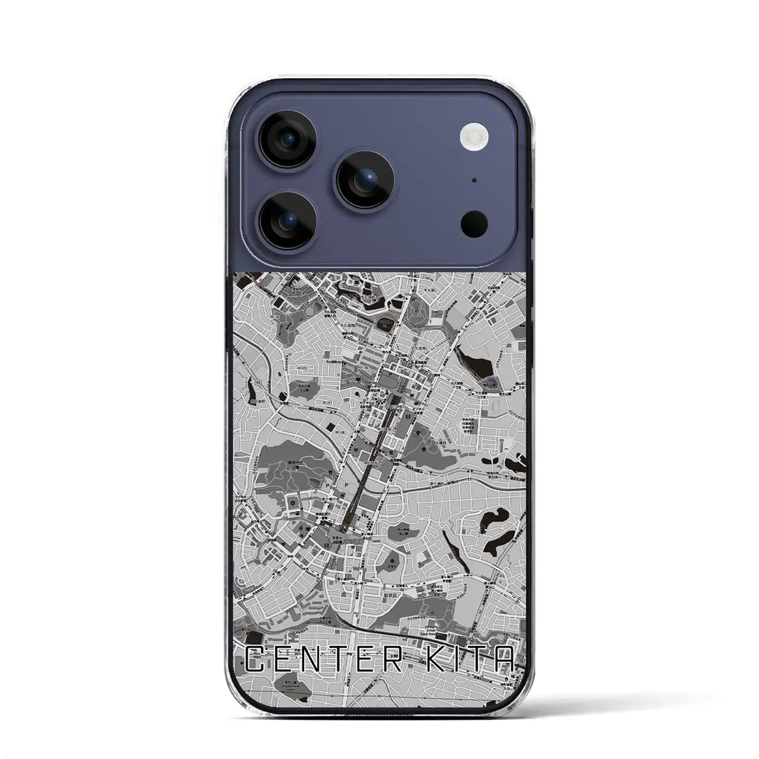 【センター北（神奈川県）】地図柄iPhoneケース（クリアタイプ）モノトーン・iPhone 17 Pro Max 用