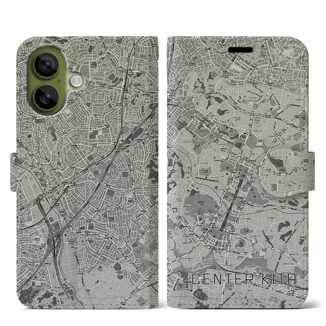 【センター北（神奈川県）】地図柄iPhoneケース（手帳タイプ）