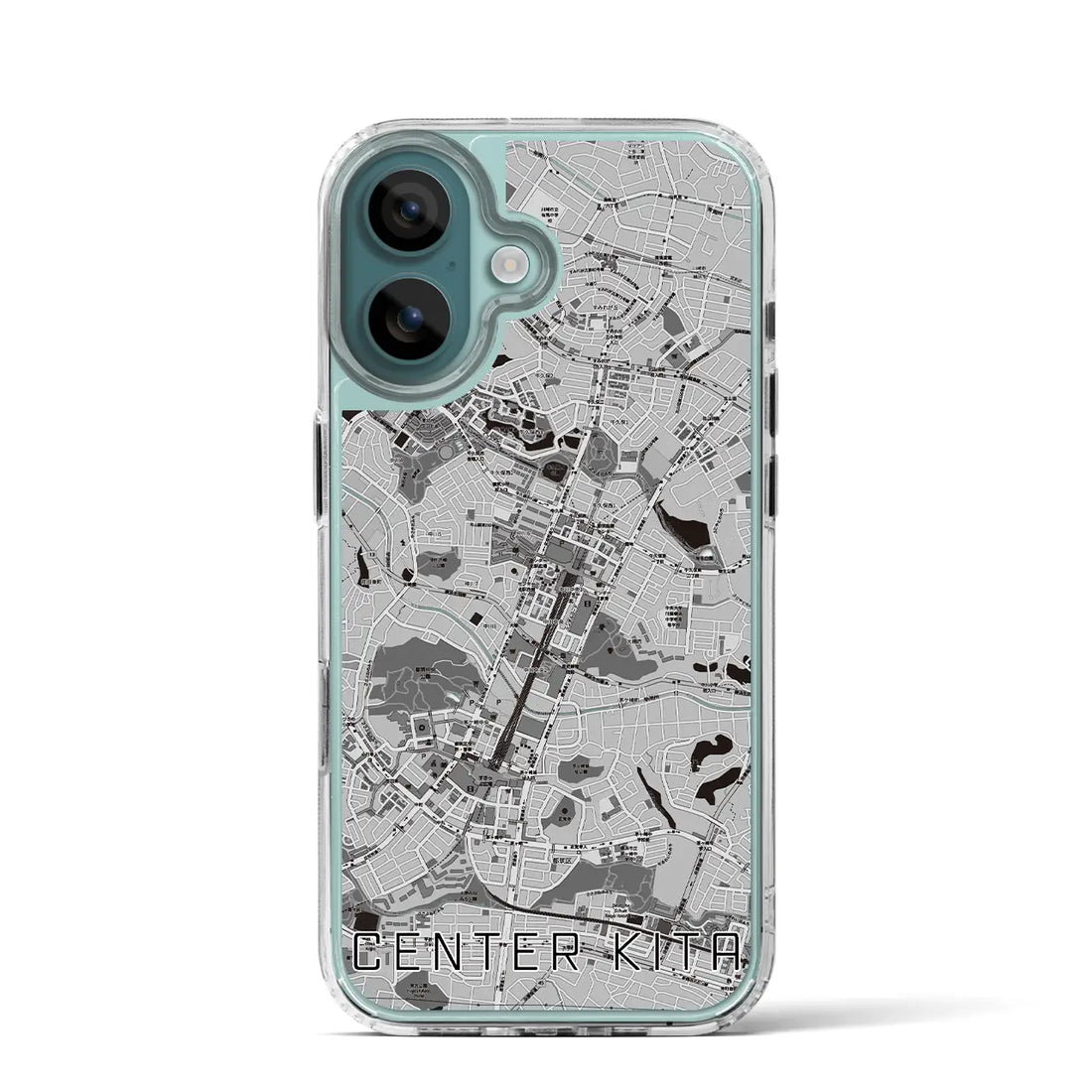 【センター北（神奈川県）】地図柄iPhoneケース（MagSafeタイプ）モノトーン・iPhone 16 Pro 用