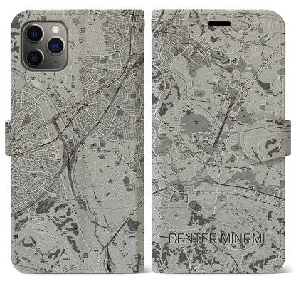 【センター南（神奈川県）】地図柄iPhoneケース（手帳タイプ）モノトーン・iPhone 11 Pro Max 用