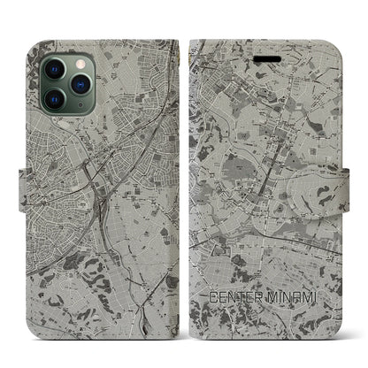 【センター南（神奈川県）】地図柄iPhoneケース（手帳タイプ）モノトーン・iPhone 11 Pro 用