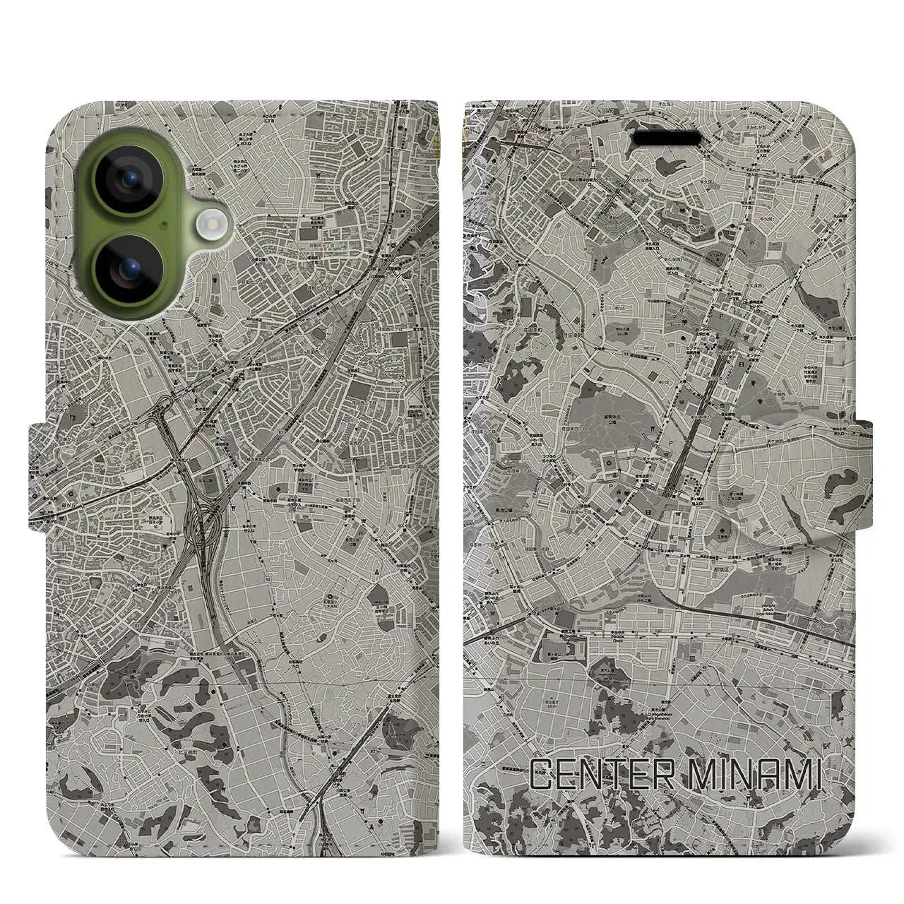 【センター南（神奈川県）】地図柄iPhoneケース（手帳タイプ）