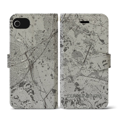 【センター南（神奈川県）】地図柄iPhoneケース（手帳タイプ）モノトーン・iPhone SE（第3 / 第2世代） / 8 / 7 / 6s / 6 用