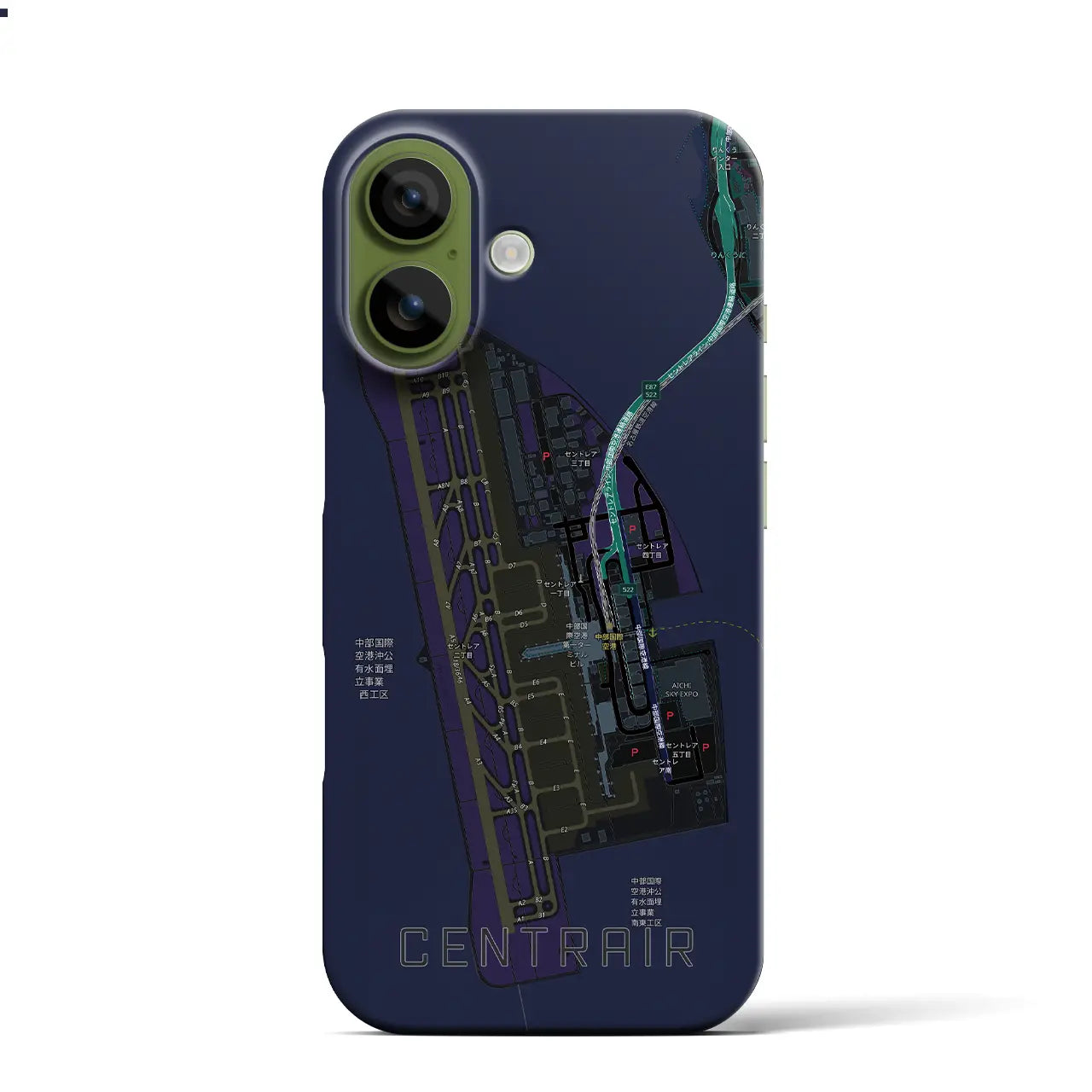 【中部国際空港（愛知県）】地図柄iPhoneケース（バックカバータイプ）