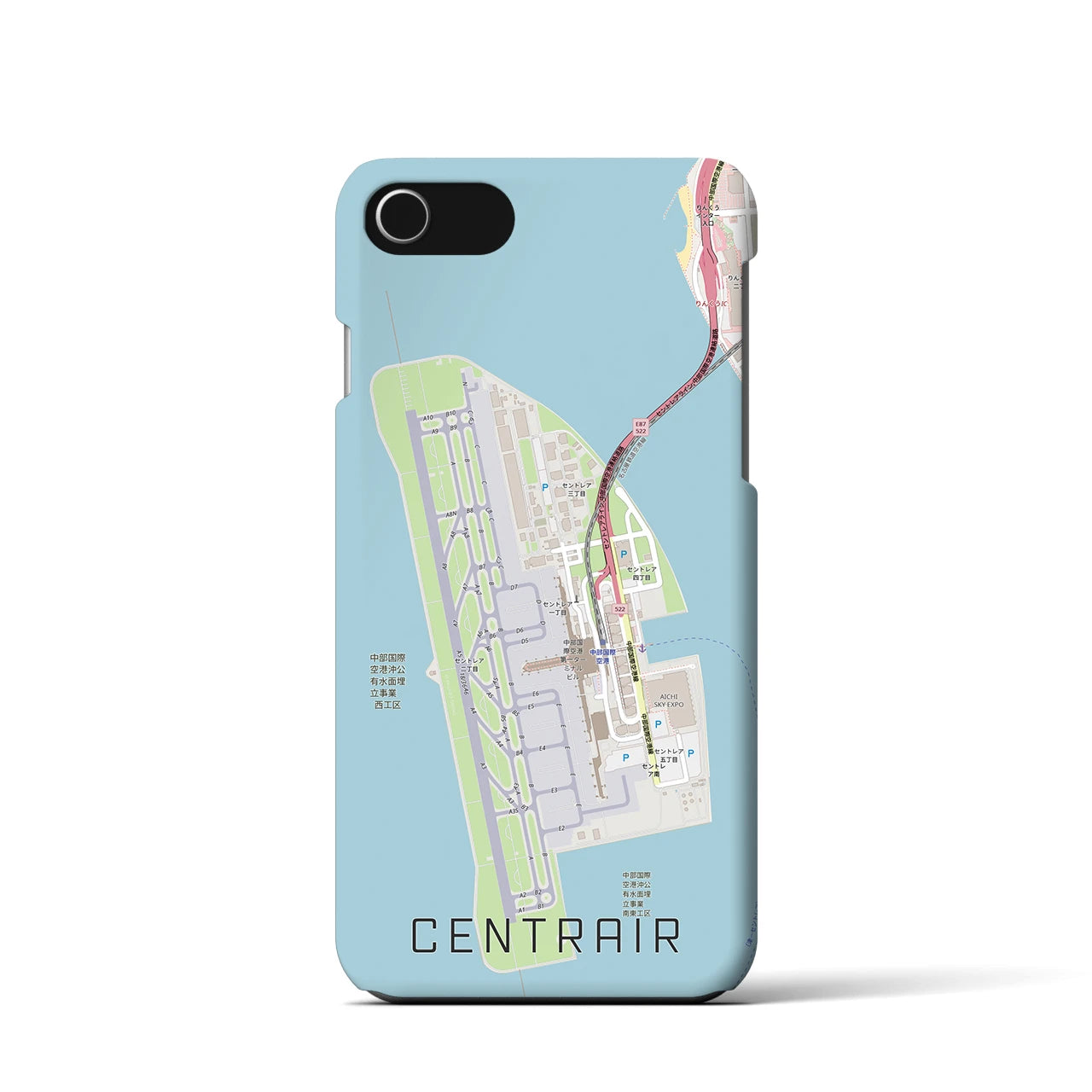 【中部国際空港（愛知県）】地図柄iPhoneケース（バックカバータイプ）
