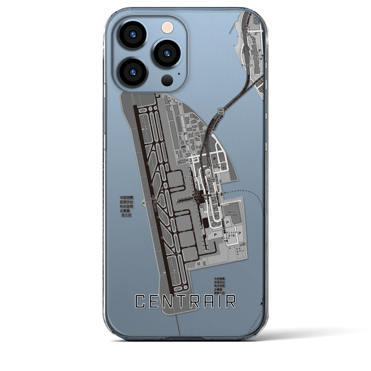【中部国際空港（愛知県）】地図柄iPhoneケース（クリアタイプ）