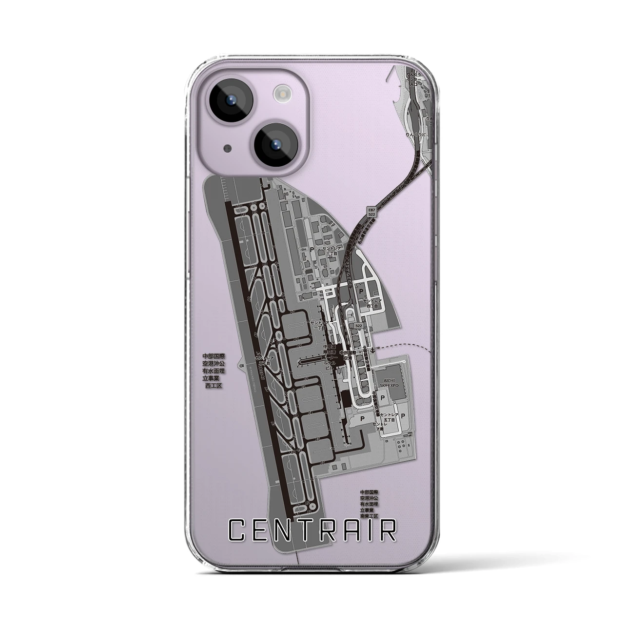 【中部国際空港（愛知県）】地図柄iPhoneケース（クリアタイプ）
