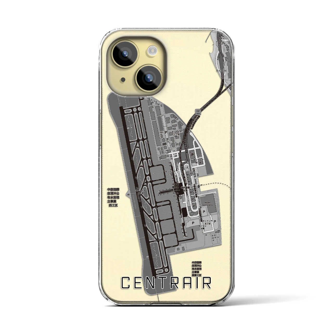 【中部国際空港（愛知県）】地図柄iPhoneケース（クリアタイプ）