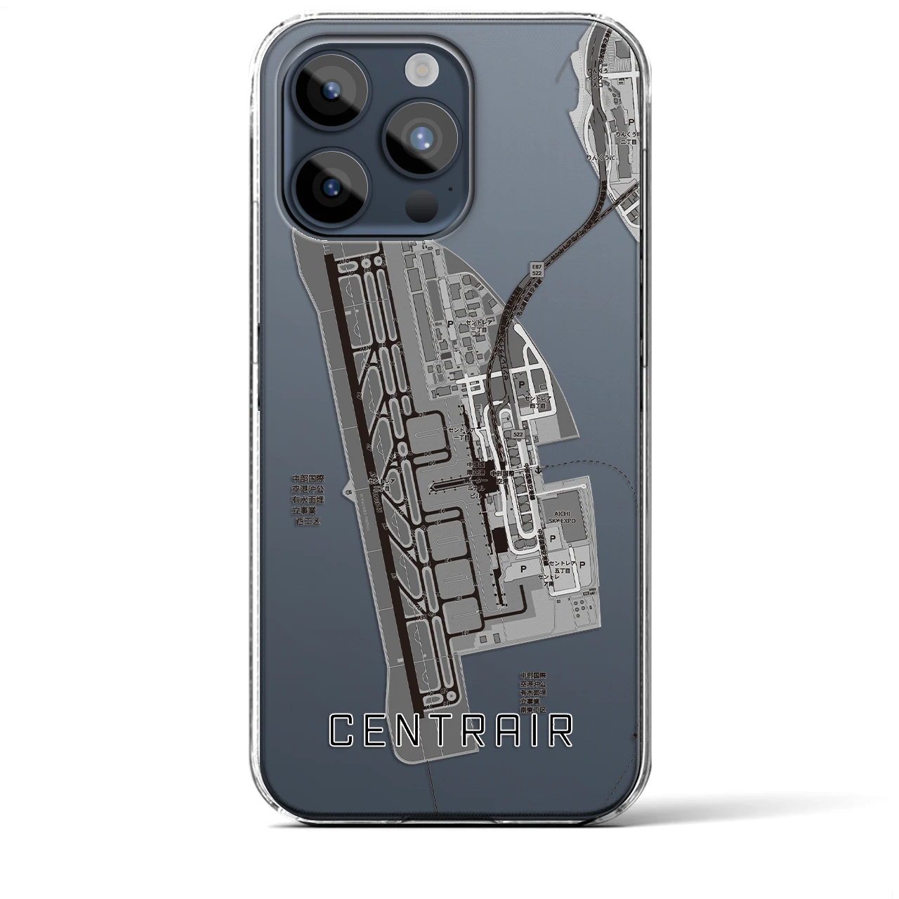 【中部国際空港（愛知県）】地図柄iPhoneケース（クリアタイプ）