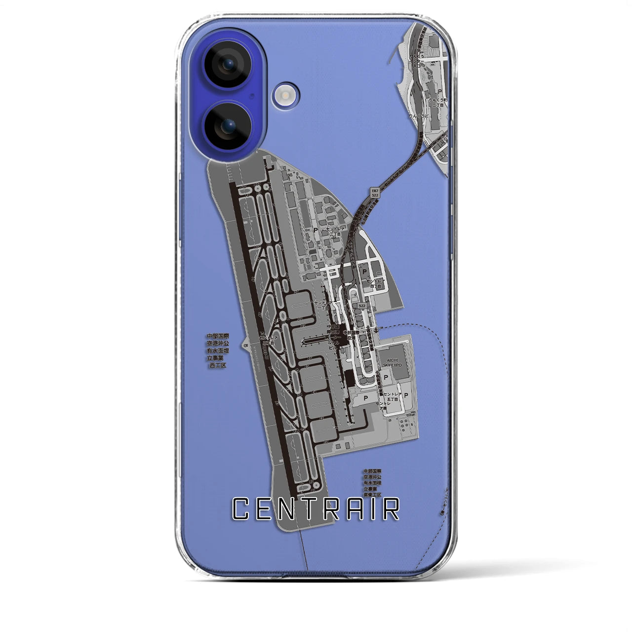 【中部国際空港（愛知県）】地図柄iPhoneケース（クリアタイプ）モノトーン・iPhone 16 Pro Max 用