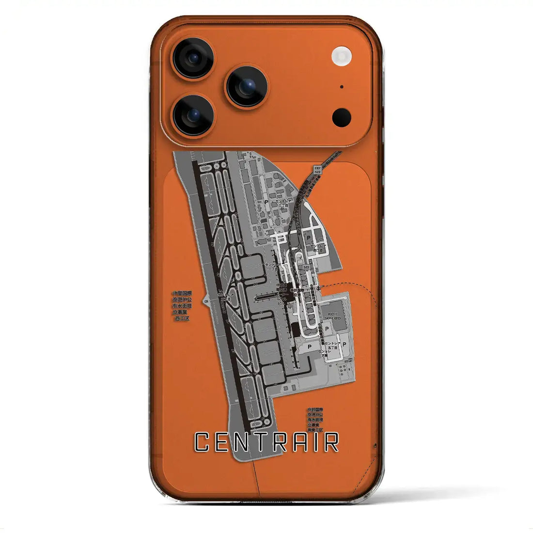 【中部国際空港(愛知県)】地図柄iPhoneケース(クリアタイプ)モノトーン・iPhone 17 Pro Max 用
