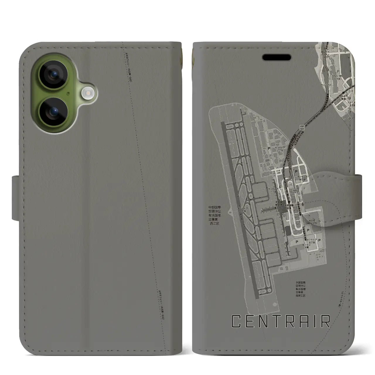 【中部国際空港（愛知県）】地図柄iPhoneケース（手帳タイプ）