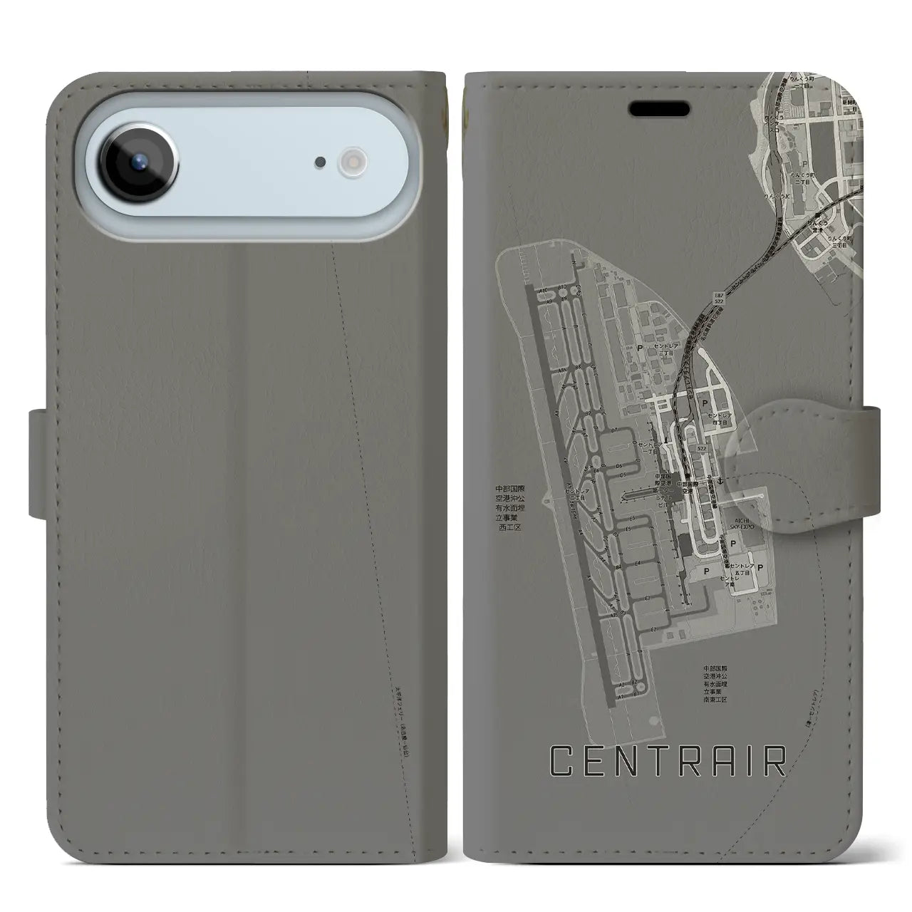 【中部国際空港（愛知県）】地図柄iPhoneケース（手帳タイプ）