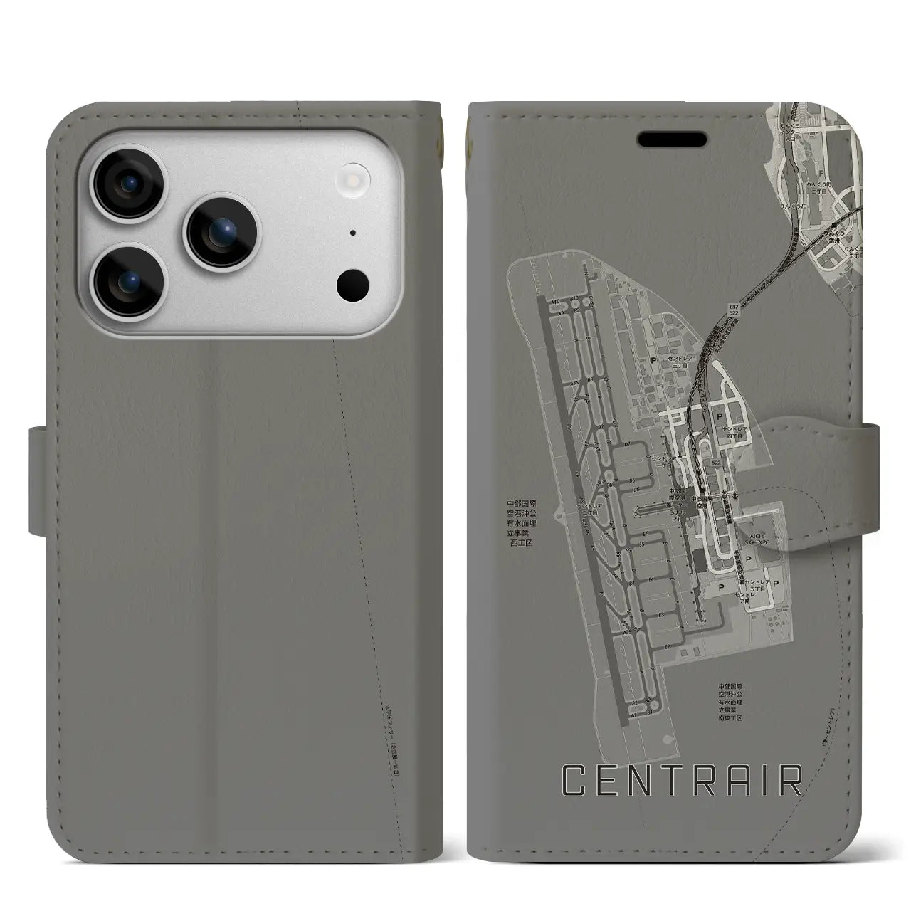 【中部国際空港（愛知県）】地図柄iPhoneケース（手帳タイプ）