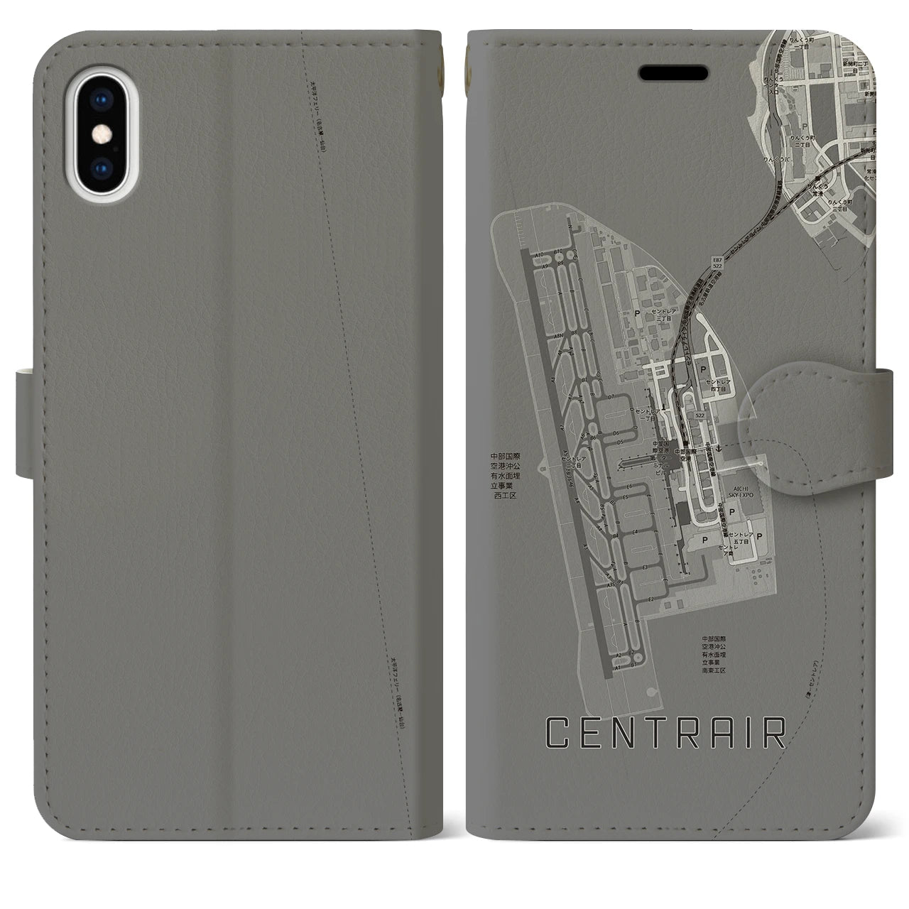 【中部国際空港（愛知県）】地図柄iPhoneケース（手帳タイプ）