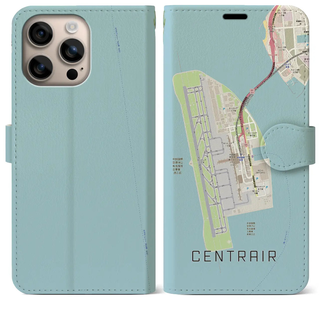【中部国際空港(愛知県)】地図柄iPhoneケース(手帳タイプ)