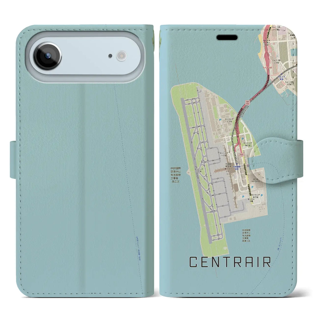 【中部国際空港(愛知県)】地図柄iPhoneケース(手帳タイプ)ナチュラル・iPhone 17 Pro Max 用