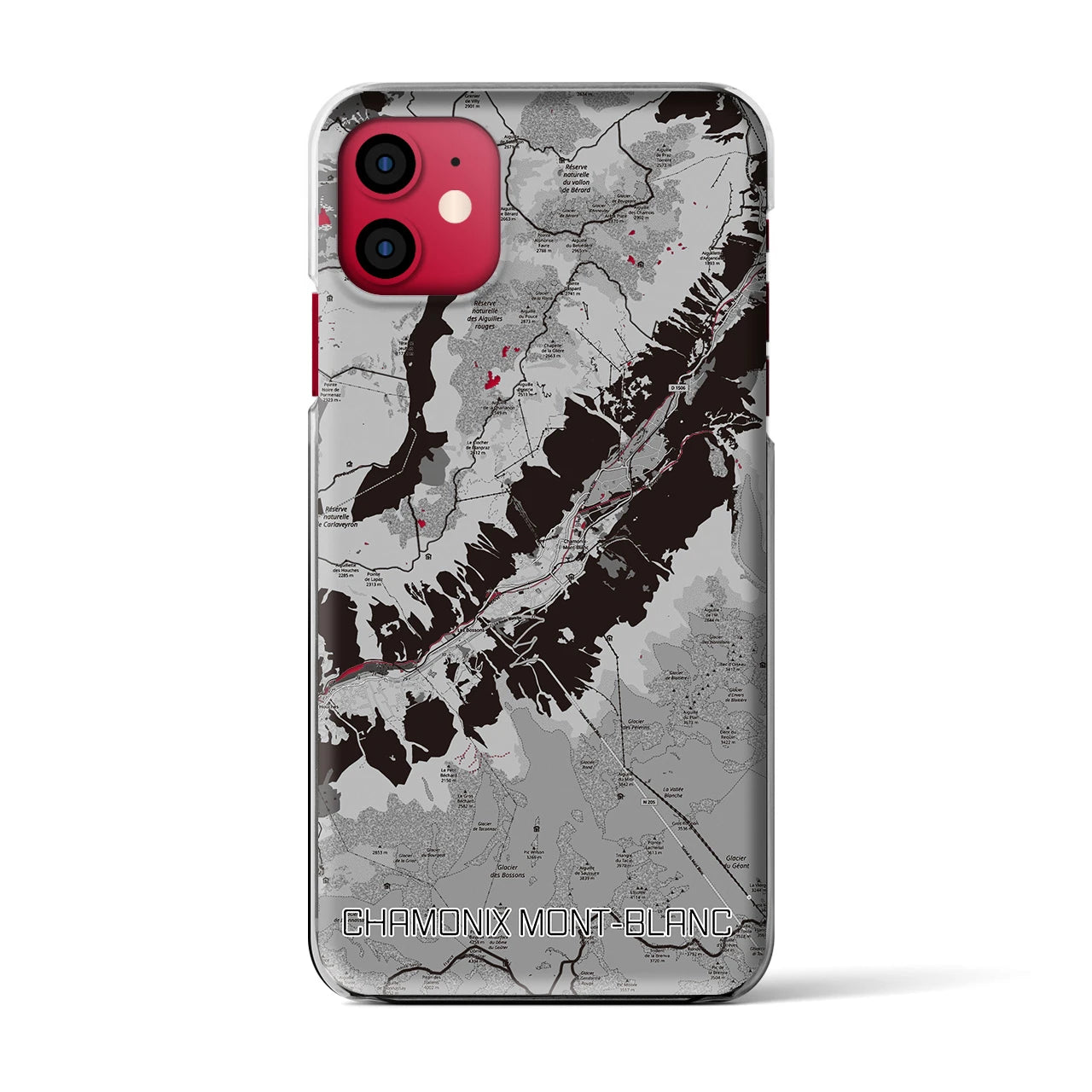 【シャモニー（フランス）】地図柄iPhoneケース（クリアタイプ）
