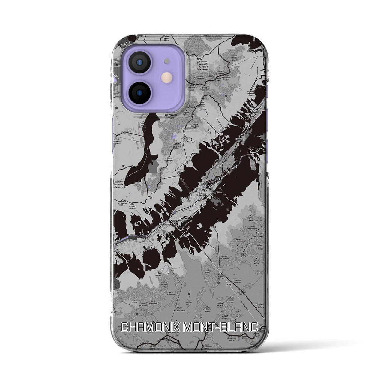 【シャモニー（フランス）】地図柄iPhoneケース（クリアタイプ）