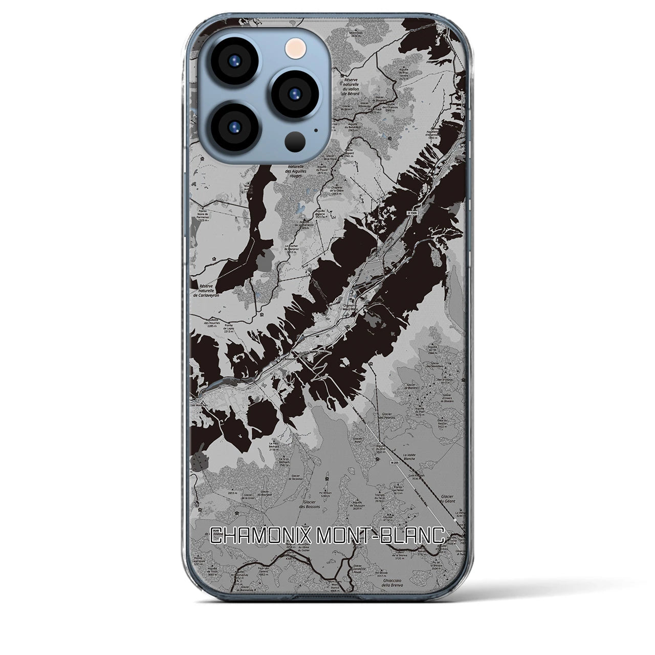 【シャモニー（フランス）】地図柄iPhoneケース（クリアタイプ）