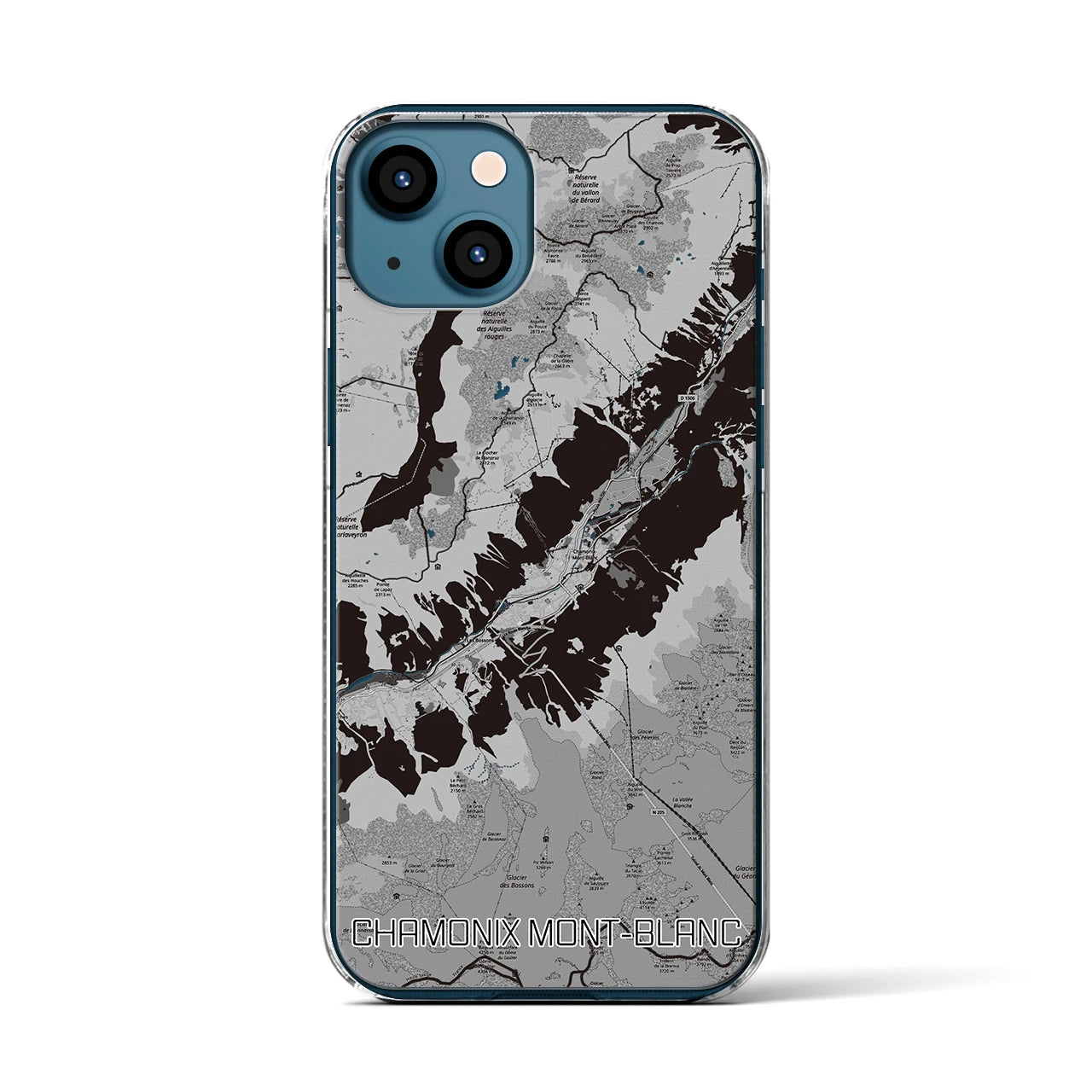 【シャモニー（フランス）】地図柄iPhoneケース（クリアタイプ）