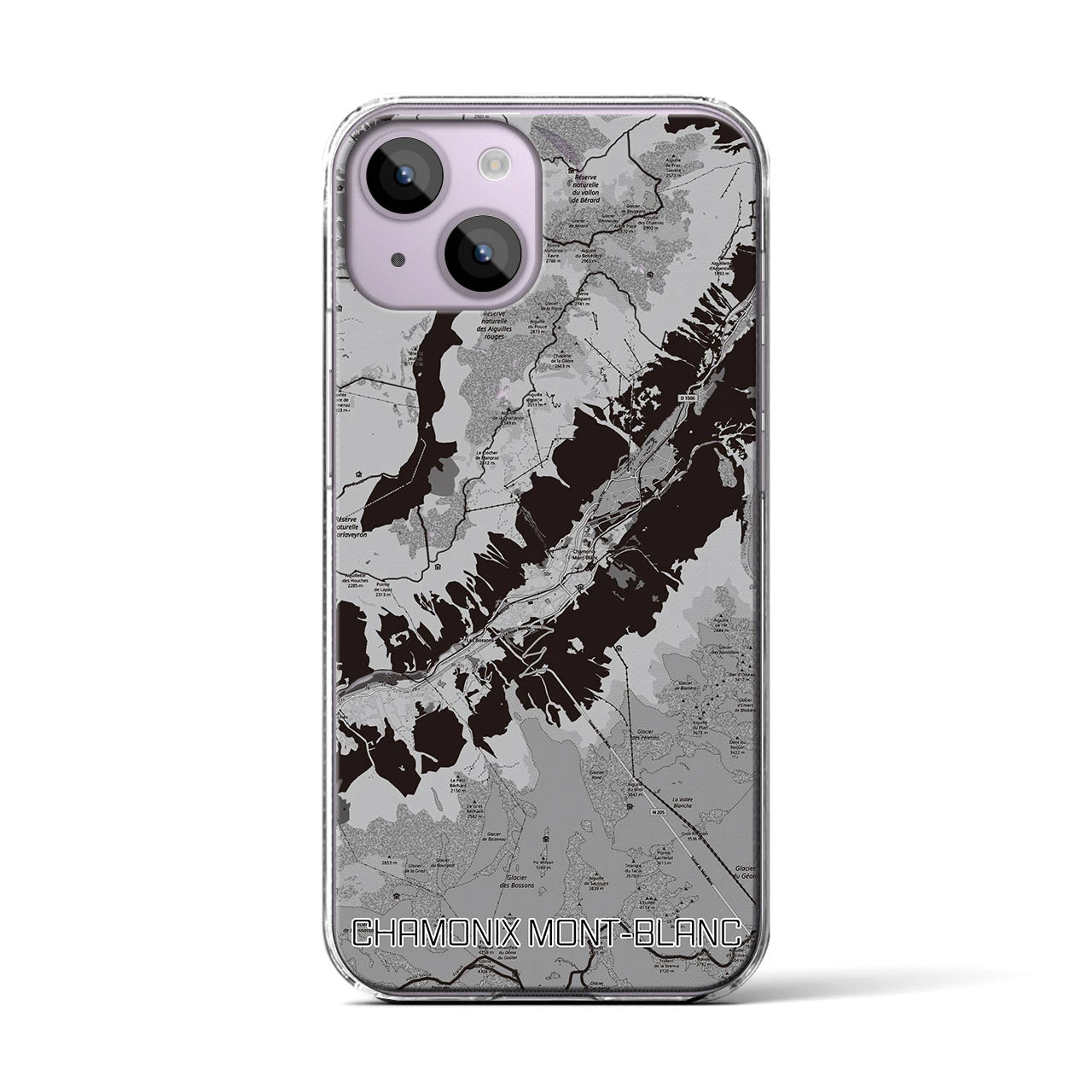 【シャモニー（フランス）】地図柄iPhoneケース（クリアタイプ）