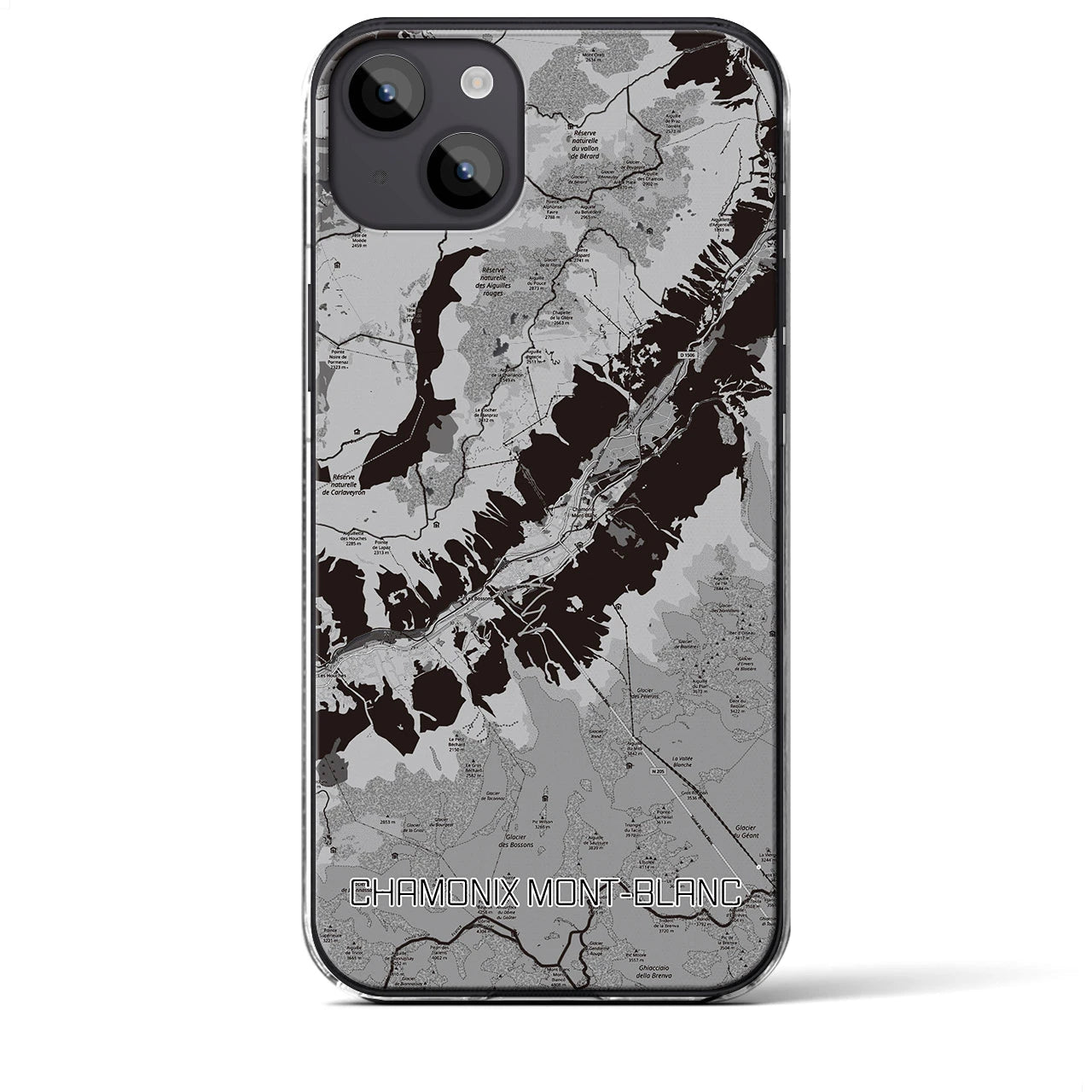 【シャモニー（フランス）】地図柄iPhoneケース（クリアタイプ）