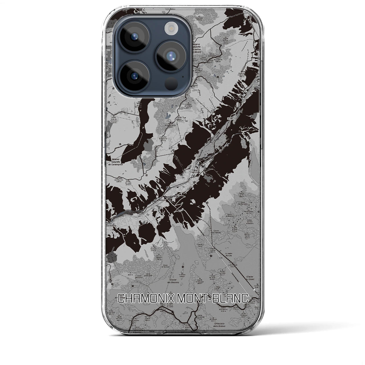 【シャモニー（フランス）】地図柄iPhoneケース（クリアタイプ）