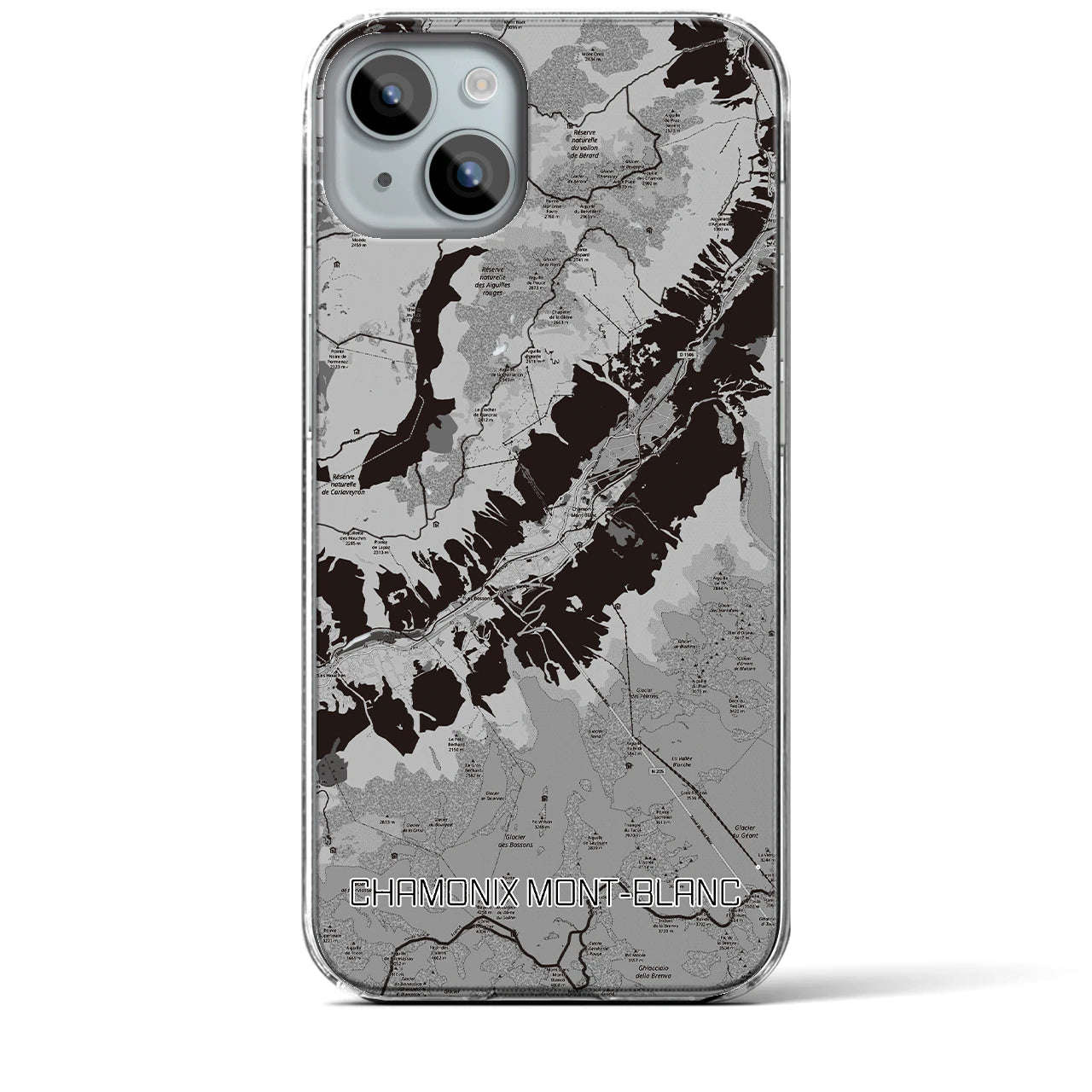 【シャモニー（フランス）】地図柄iPhoneケース（クリアタイプ）