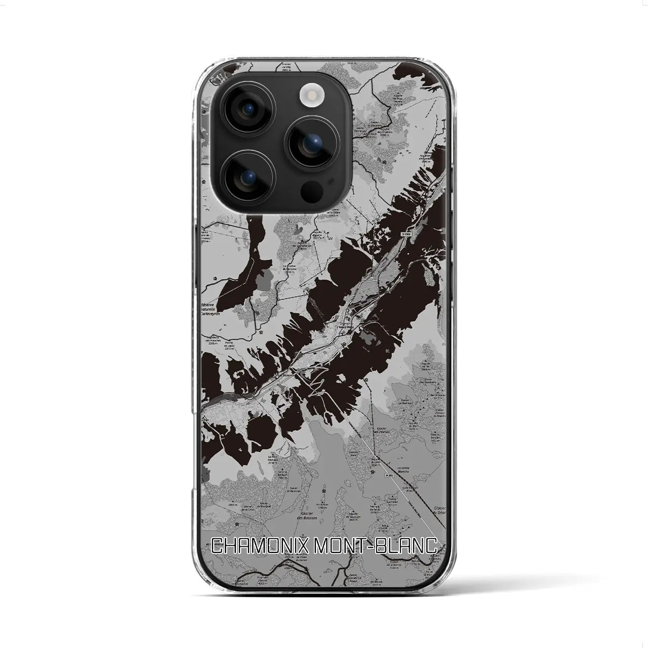 【シャモニー（フランス）】地図柄iPhoneケース（クリアタイプ）
