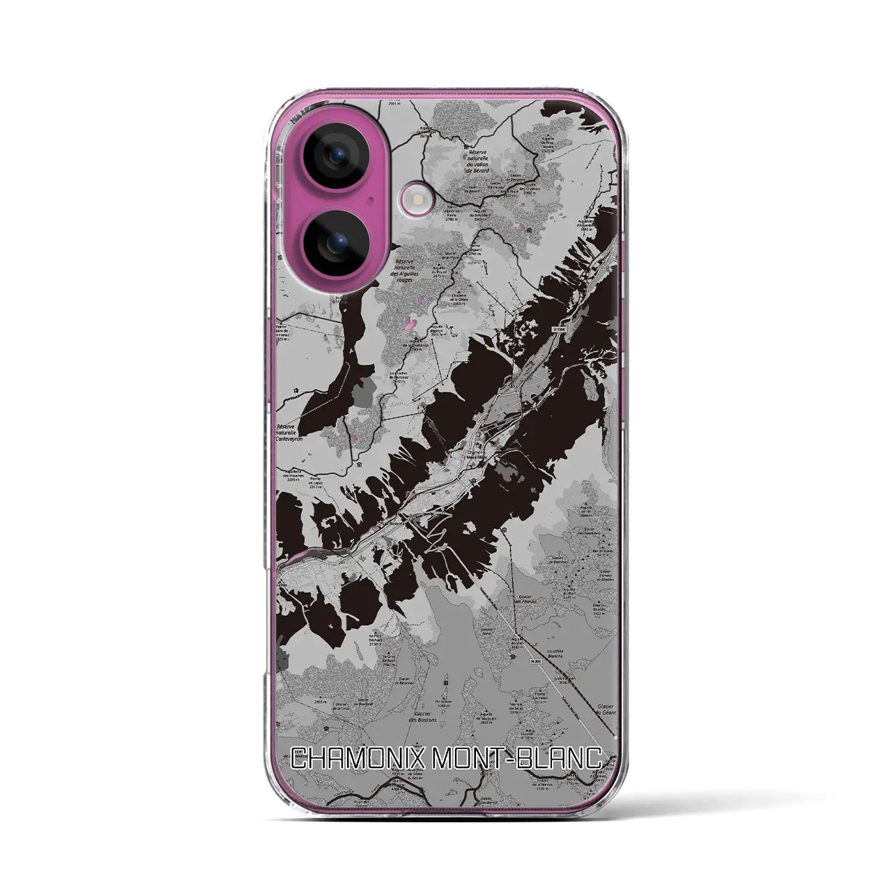【シャモニー（フランス）】地図柄iPhoneケース（クリアタイプ）