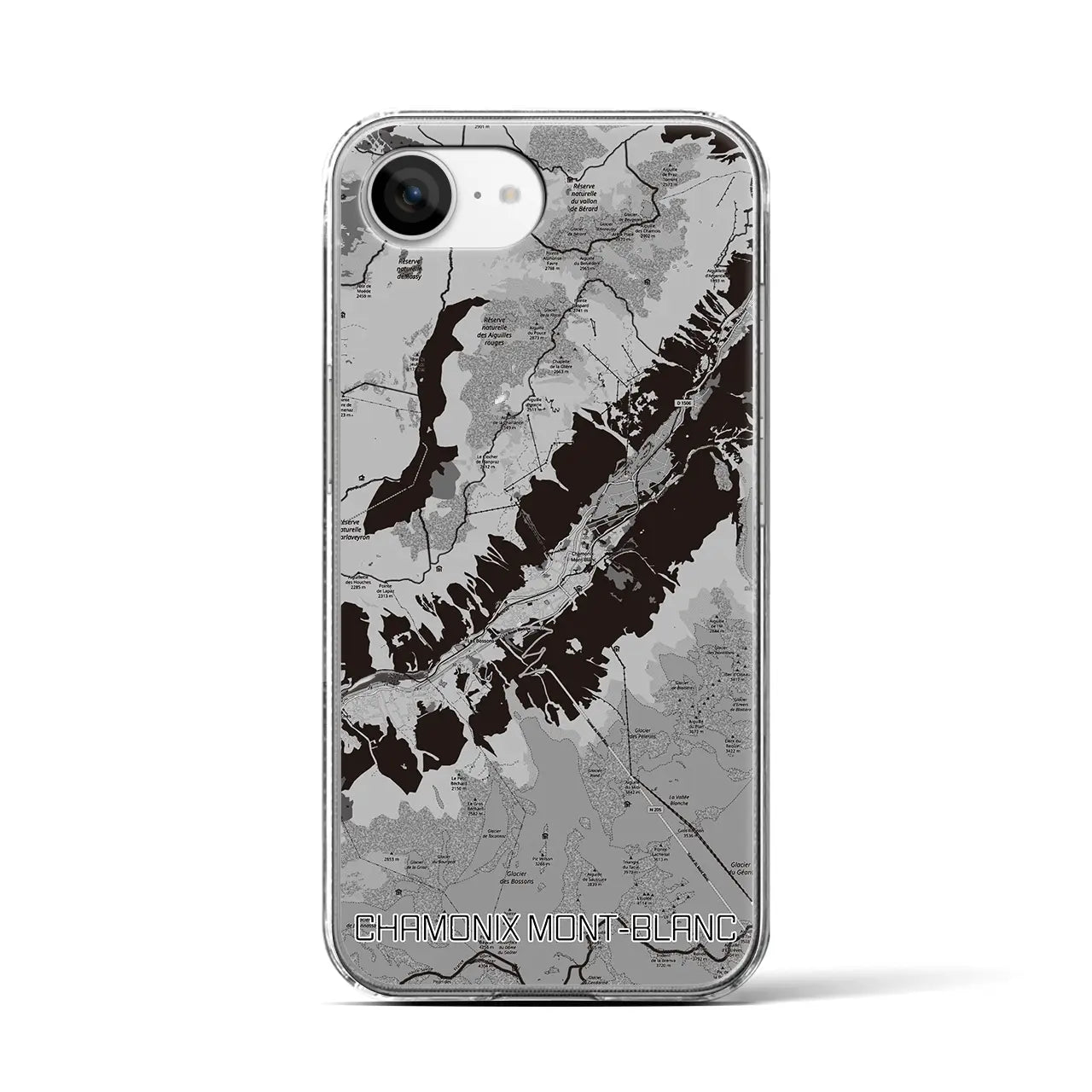 【シャモニー（フランス）】地図柄iPhoneケース（クリアタイプ）