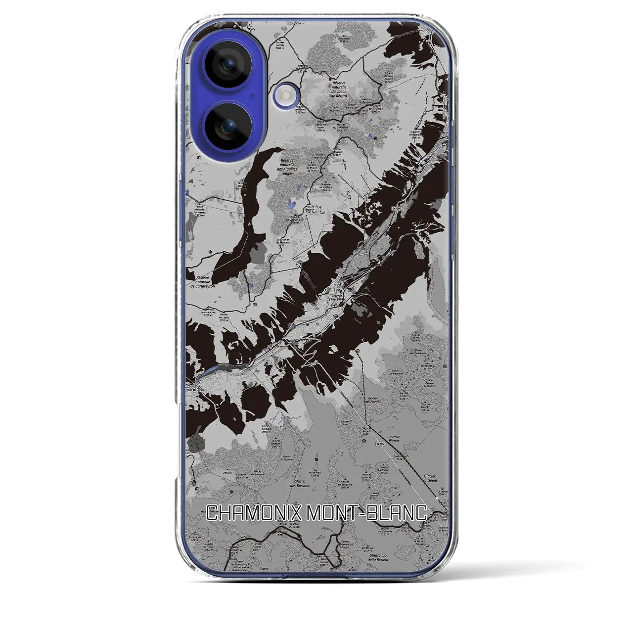 【シャモニー（フランス）】地図柄iPhoneケース（クリアタイプ）
