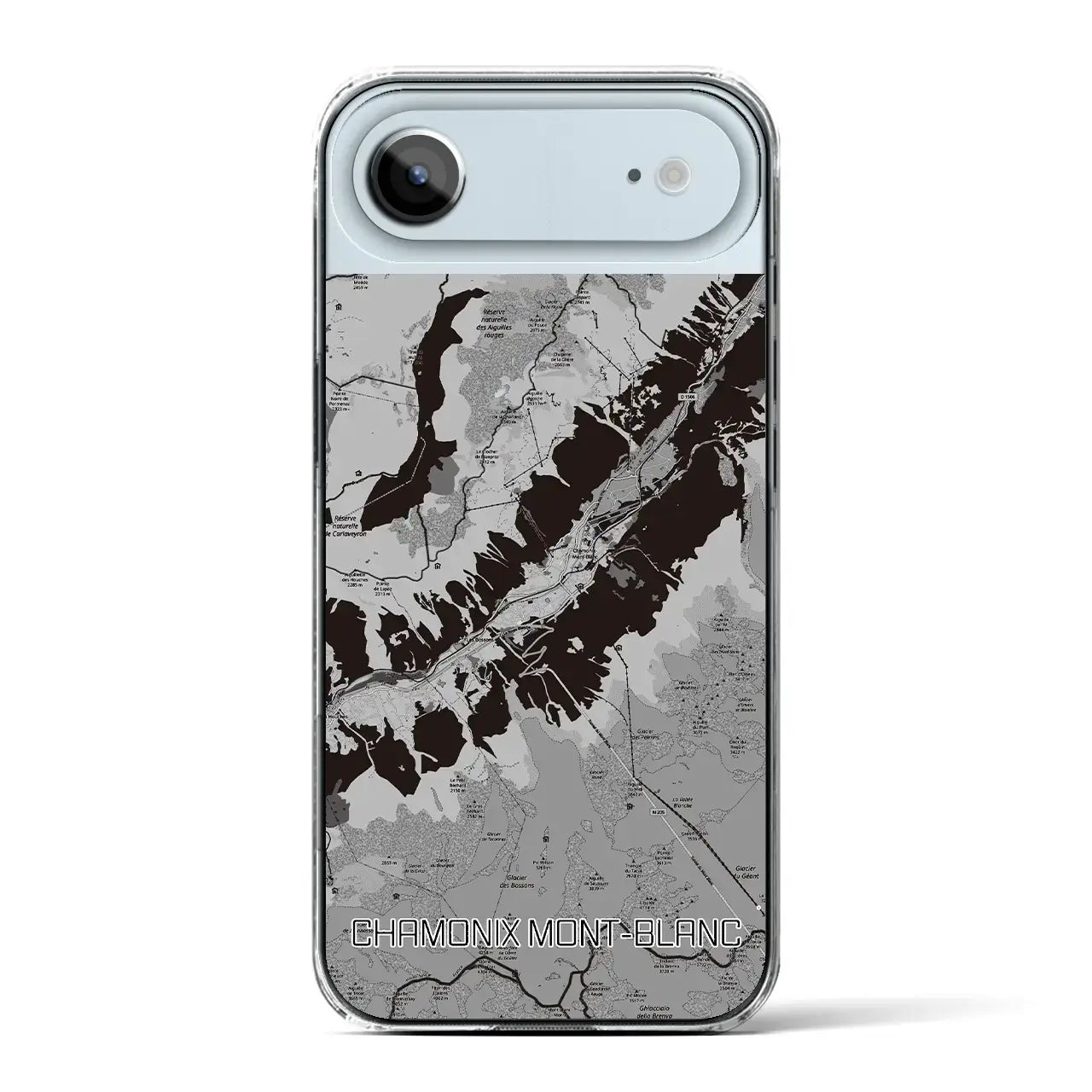 【シャモニー（フランス）】地図柄iPhoneケース（クリアタイプ）