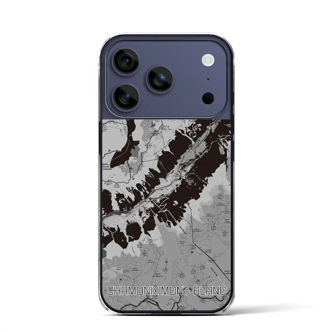 【シャモニー（フランス）】地図柄iPhoneケース（クリアタイプ）