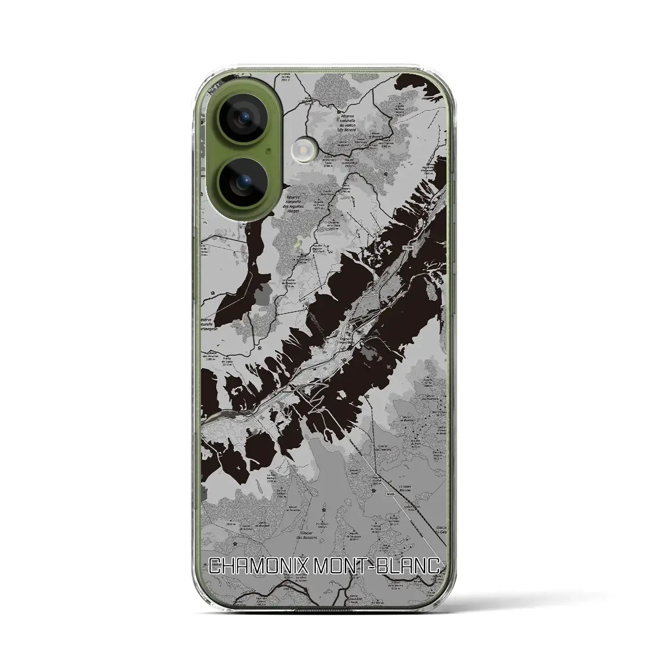 【シャモニー（フランス）】地図柄iPhoneケース（クリアタイプ）