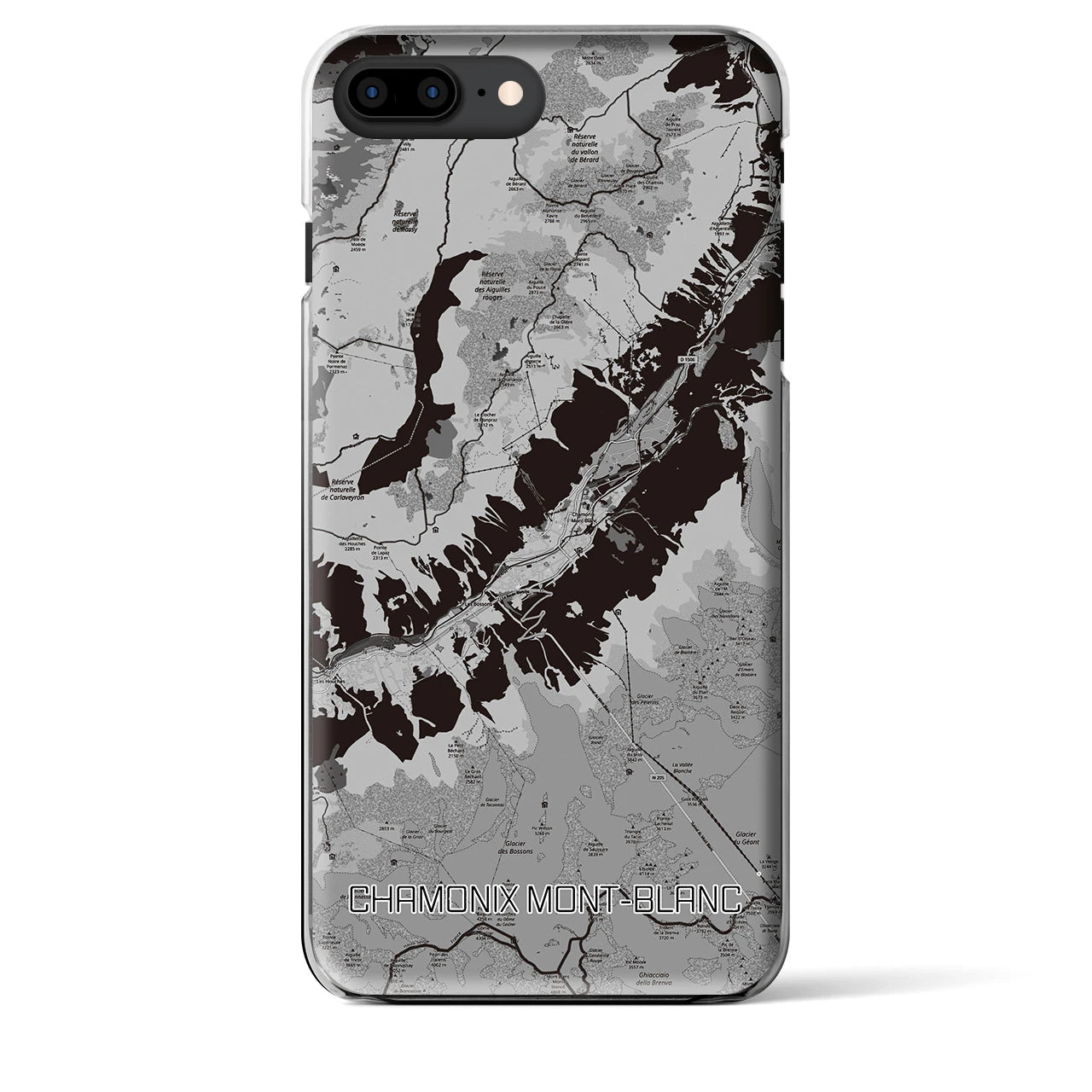 【シャモニー（フランス）】地図柄iPhoneケース（クリアタイプ）