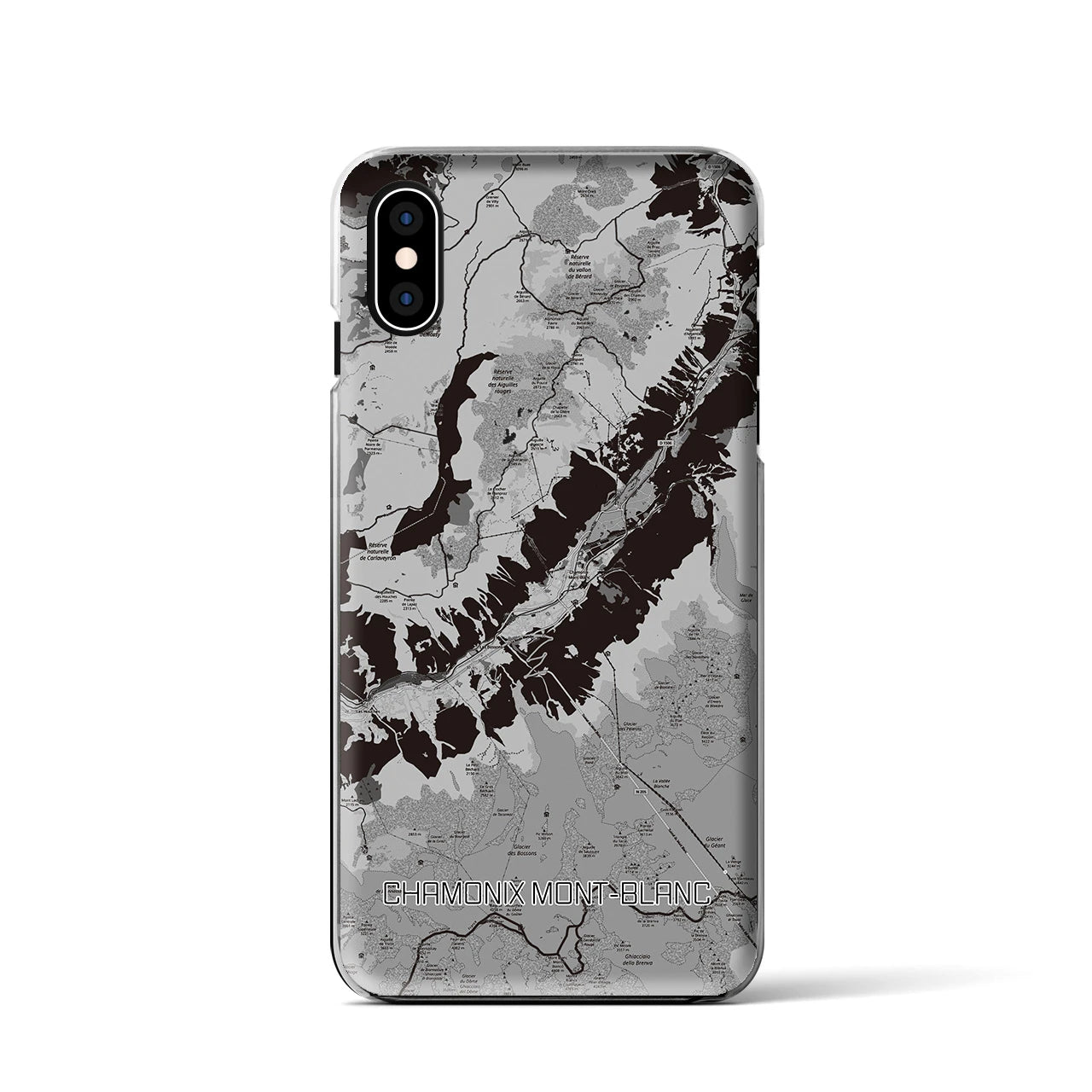 【シャモニー（フランス）】地図柄iPhoneケース（クリアタイプ）