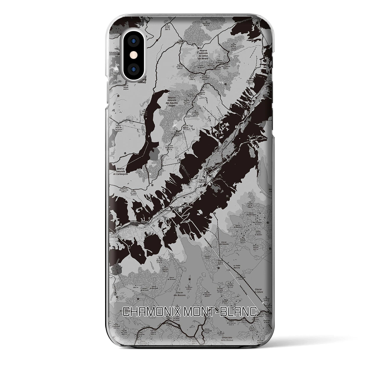 【シャモニー（フランス）】地図柄iPhoneケース（クリアタイプ）