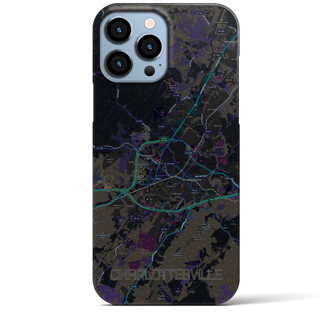 【シャーロッツビル（アメリカ）】地図柄iPhoneケース（バックカバータイプ）