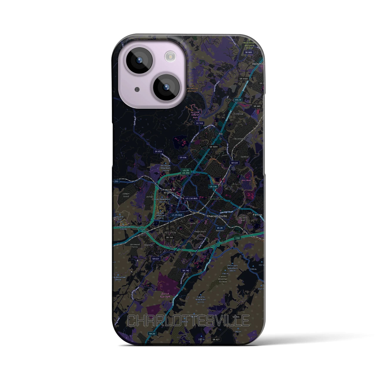 【シャーロッツビル（アメリカ）】地図柄iPhoneケース（バックカバータイプ）