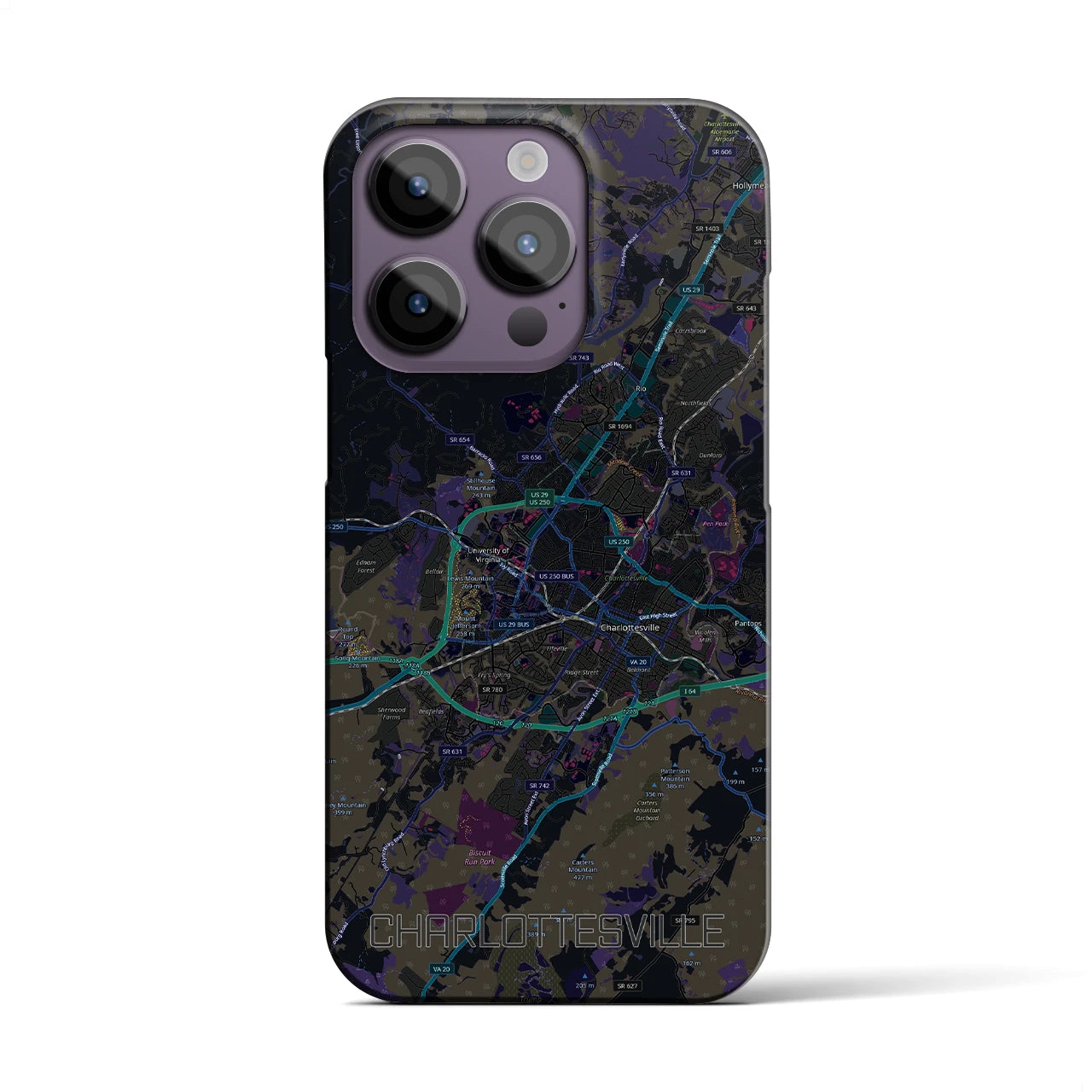 【シャーロッツビル（アメリカ）】地図柄iPhoneケース（バックカバータイプ）