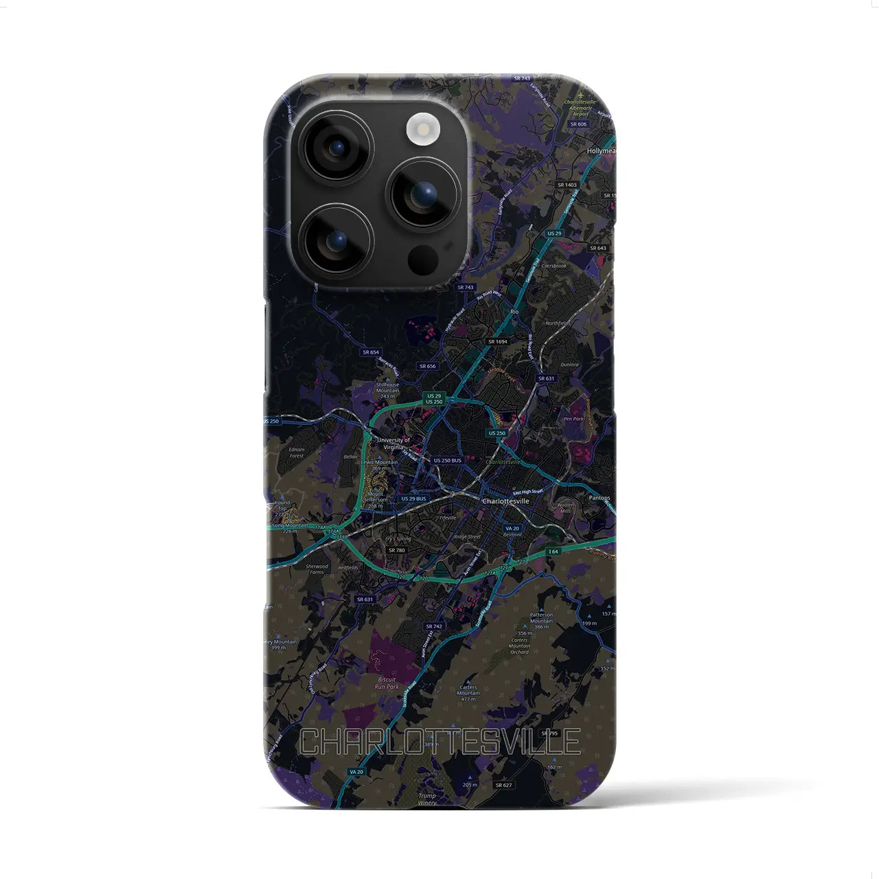 【シャーロッツビル（アメリカ）】地図柄iPhoneケース（バックカバータイプ）