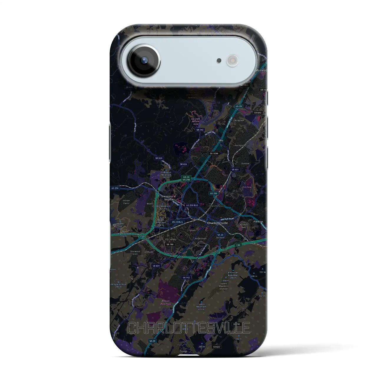 【シャーロッツビル（アメリカ）】地図柄iPhoneケース（バックカバータイプ）