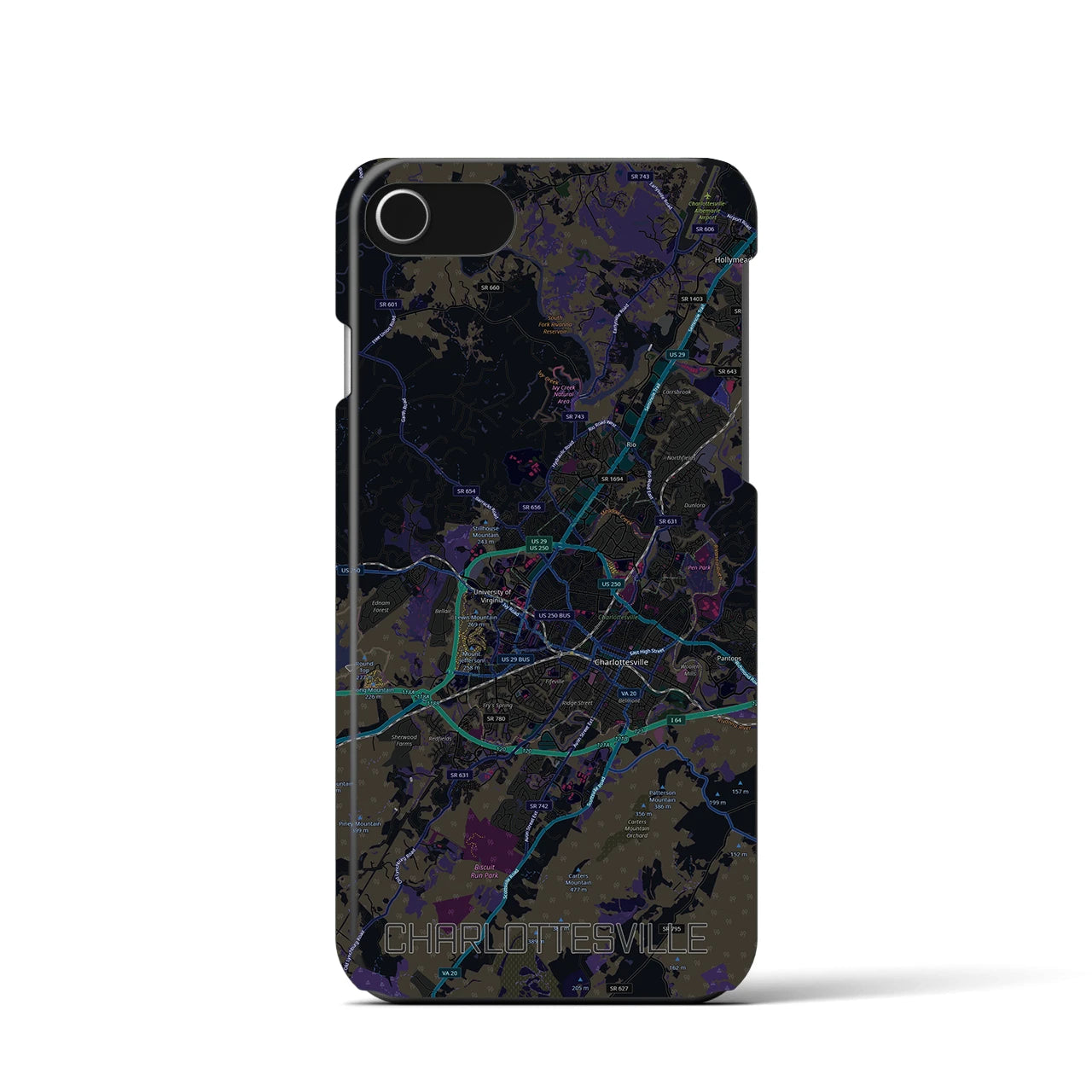 【シャーロッツビル（アメリカ）】地図柄iPhoneケース（バックカバータイプ）