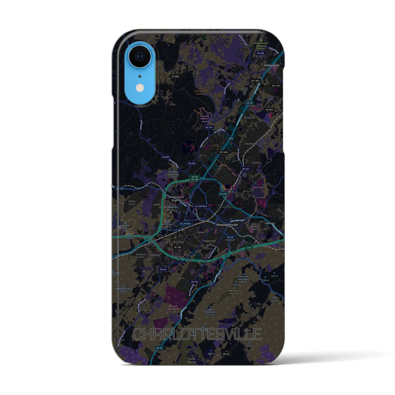 【シャーロッツビル（アメリカ）】地図柄iPhoneケース（バックカバータイプ）